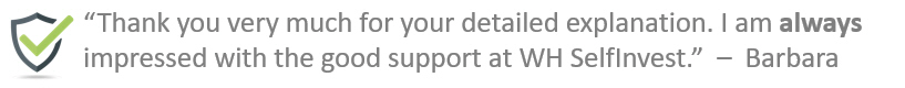 Satisfied client praises the WH SelfInvest service.